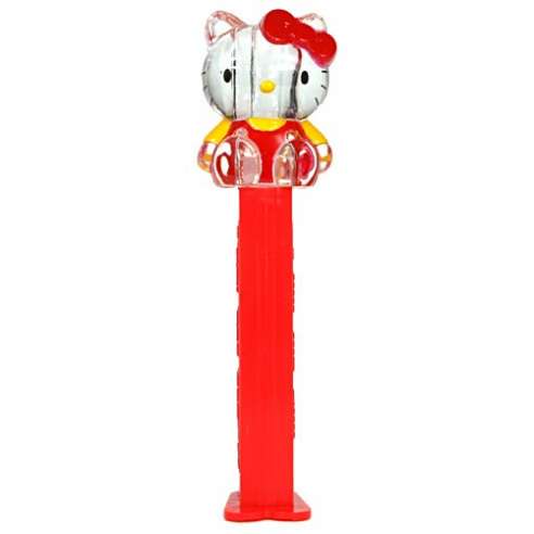 Dispensador caramelos Pez Hello Kitty Cristal Full Body Lazo Rojo y Mangas Amarillas